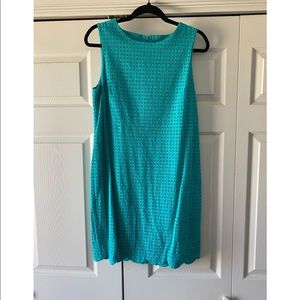 Summery teal eyelet shirt dress